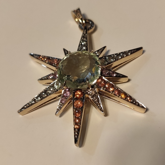 H Stern 18K Gold Diamond Sapphires Star XL Pendant - Picture 9 of 14